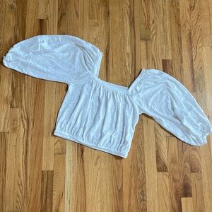 Free People Puffy Sleeve Crop Shirt, Size Small